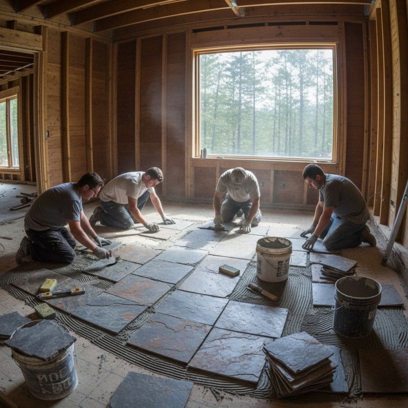 Slate Tile Floor Installation detail